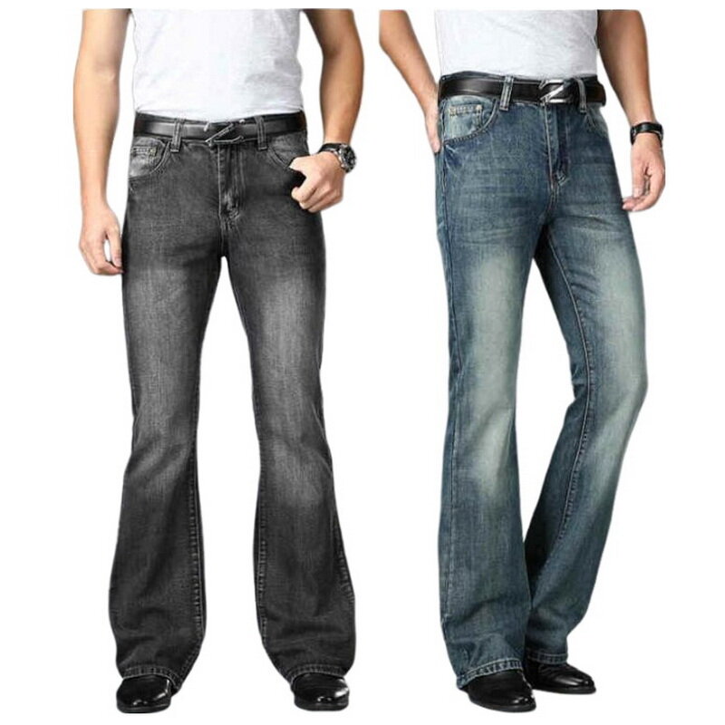 Pantaloni svasati da uomo, Jeans svasati classici, Jeans a gamba larga, pantaloni con taglio a stivale,