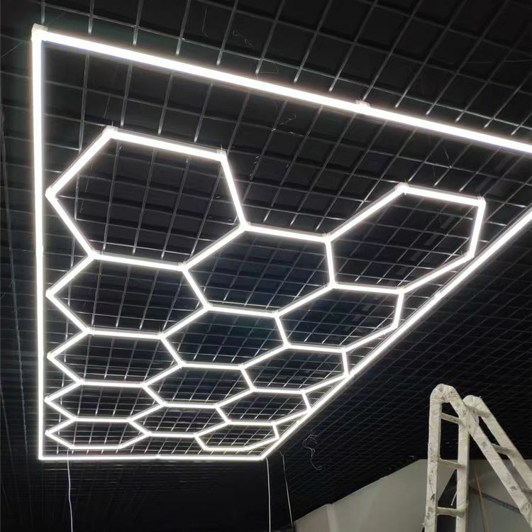 Luces LED de techo con forma de panal para garaje, luz hexagonal con marco para reparación de belleza, supermercado, barbería y coche, nuevo diseño