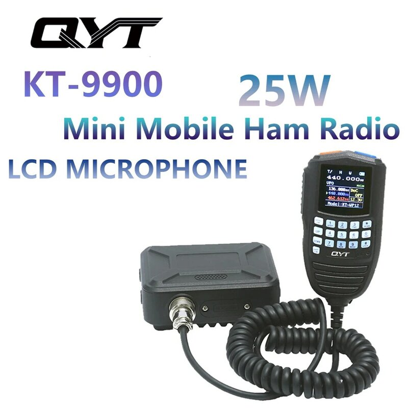 QYT-KT-9900 Microfone Display Ham Radio para carro, Dual Band Mobile Transceiver, Mini Tela Colorida, 25W, KT-WP12, WP-9900