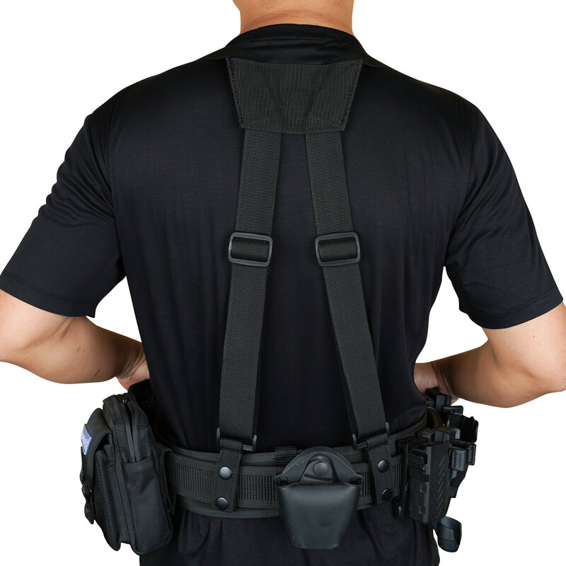 KUNN Tactical Suspenders Police Duty Belt Harness for Men,1.5 Inch Adjustable Tool Belt Suspender with 4 Loop Attachments,Black