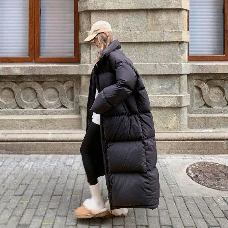 여성 캐주얼 기본 긴팔 오버사이즈 싱글 브레스트 파카, 2023 가을 겨울 아우터 재킷, 레드 웜 솔리드 코트