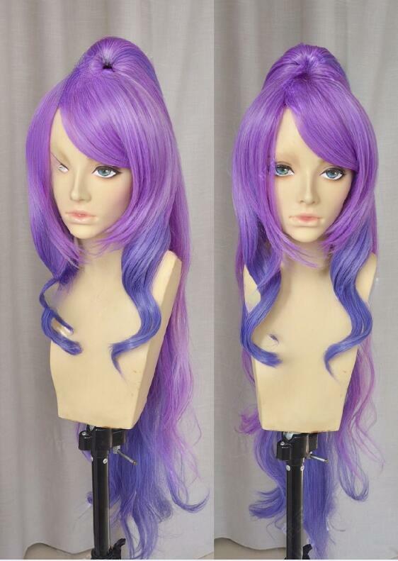 Janna Ombre Long Mixed Purple Pink Culy Cosplay Wig With 80cm Chip Ponytail