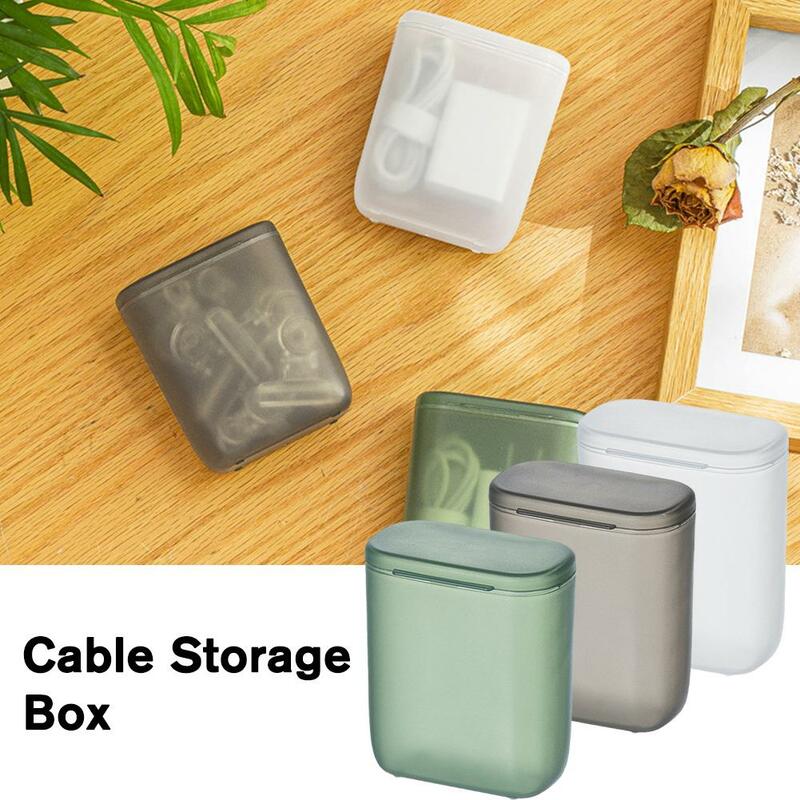 Portable Data Cable Storage Box With Cover Headphone Charger Mobile Phone Travel Transparent Wire Container Box For Office C9H4