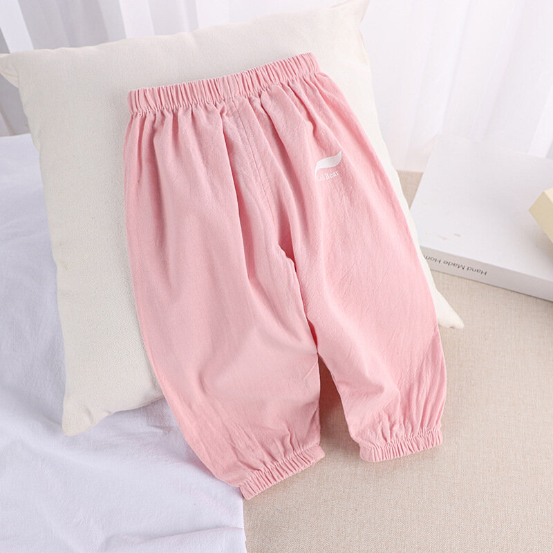 1 2 3 4 5  Years New Children's Anit-mosquito Pants Summer Baby Air Conditioning Bloomers Boys and Girls Cotton and Linen Pants