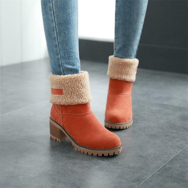 2022 botas de neve quente de inverno das senhoras botas de lã quente ankle boot sapatos confortáveis plus size casual meados botas