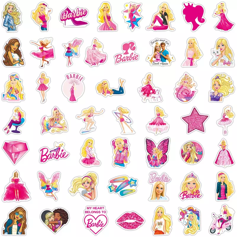 Princesa barbie adesivos para scrapbooking, etiqueta de decoração impermeável, para laptop, diy, diy, diy, 50pcs