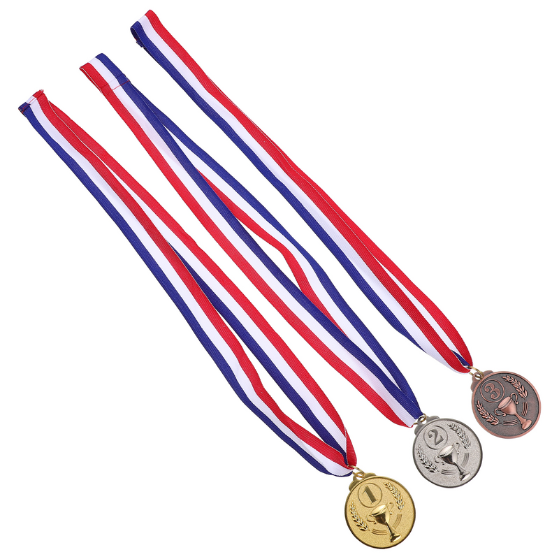 ميدالية برونزية ذهبية وفضية بشرائط ، نمط ميدالية ، ميدالية للأكاديميين الرياضيين