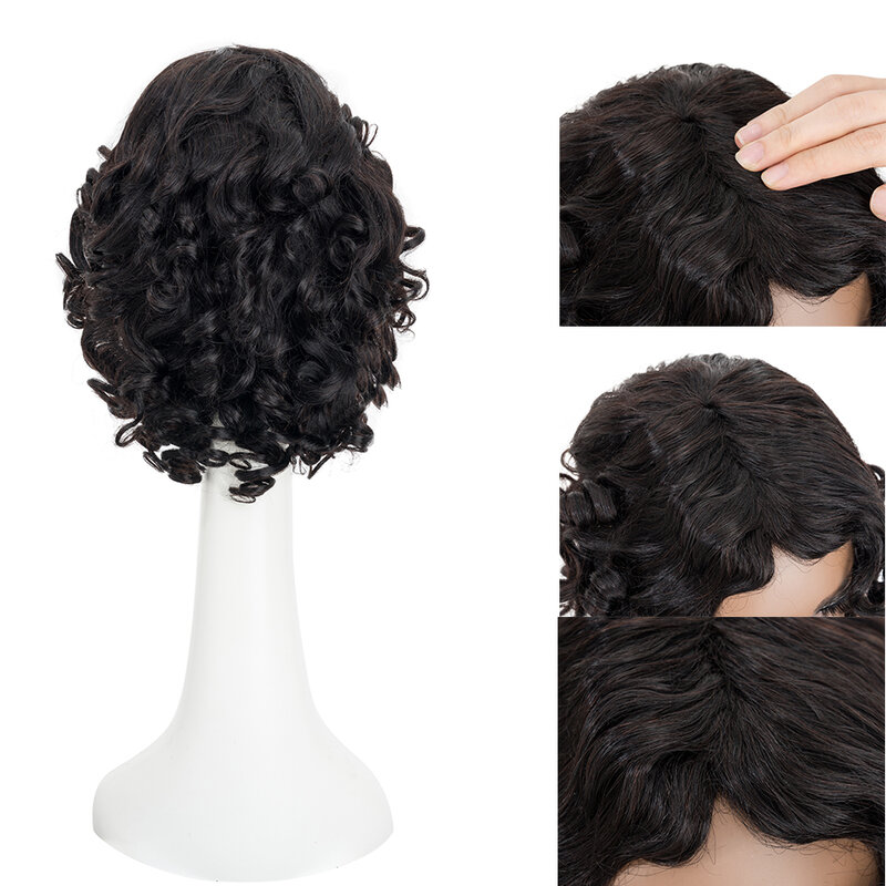 MY-LADY-Peluca de cabello humano ondulado para mujer, postizo de pelo Natural brasileño de 6 a 16 pulgadas, corte Bob negro, hecho a máquina, Pelo Rizado predespuntado
