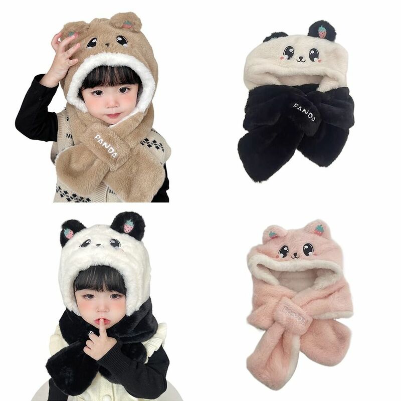 Polyester fibre Cartoon Children's Hat With Scarf 1-12 years old Cartoon Children's Hat Scarf Cap Warm Ear Protection Cap