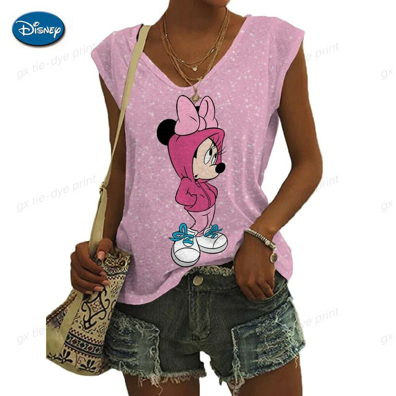 Chaleco sin mangas para mujer, camisetas sin mangas Harajuku para mujer, camiseta para mujer, camiseta sin mangas con estampado de Mickey Mouse de Disney 2023