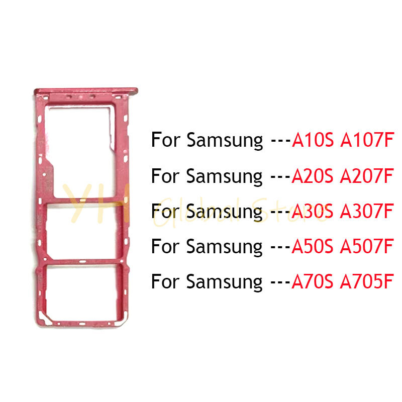 Suporte da bandeja do entalhe do cartão Sim, Peças de reparo, Samsung Galaxy A10S, A20S, A30S, A50S, A70S, 5pcs