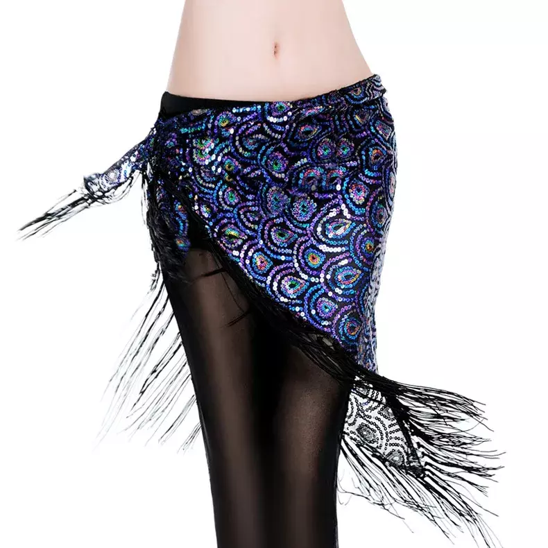 Belly Dance Hip Scarf New Tassel Triangle Scarf Indian Dance Performance Clothing Accessories Fish Scale Sequins Waist Scarf