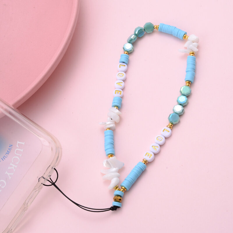1 pçs moda feminina acrílico celular cadeias contas de argila personalização anti-perdido celular corrente cordão jóias acessórios