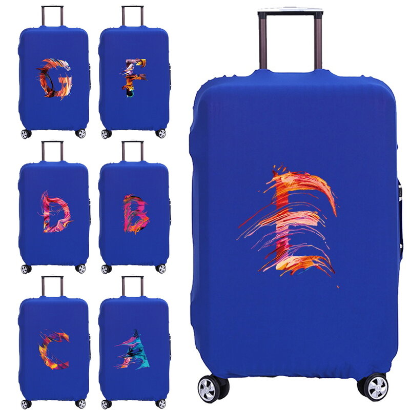 Sarung koper perjalanan, sarung pelindung troli, aksesori perjalanan liburan, motif huruf untuk 18-32 inci
