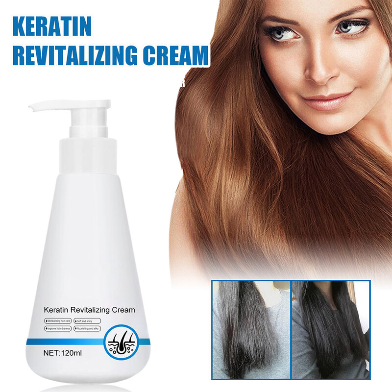 120ml Keratin Hair Conditioner Deep Cleansing Moisturizing Smoothing Repair Split Ends Damaged Dry Hair Mask Revitalizing Cream