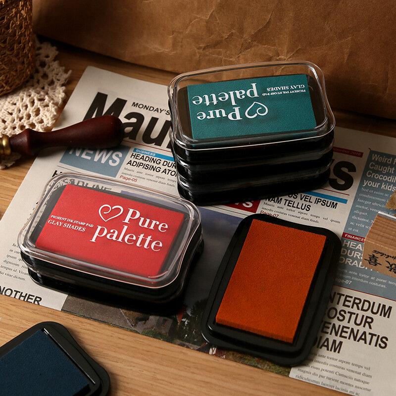 12 Colors Vintage Solid Color Large Size Ink Pad for Stamp DIY Crafts Scrapbooking Rubber Wooden Stamps Inkpads Finger Painting