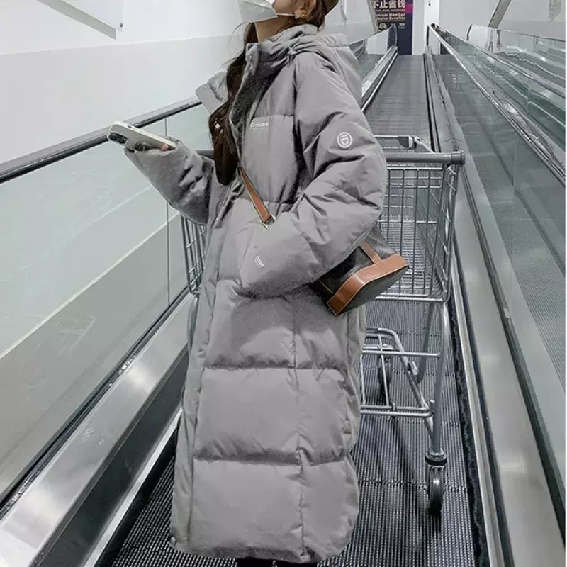 2024 New Women Down Jacket Winter Coat Female Mid Length Version Parkas Loose Thick Warm Outwear Hooded Versatile Overcoat