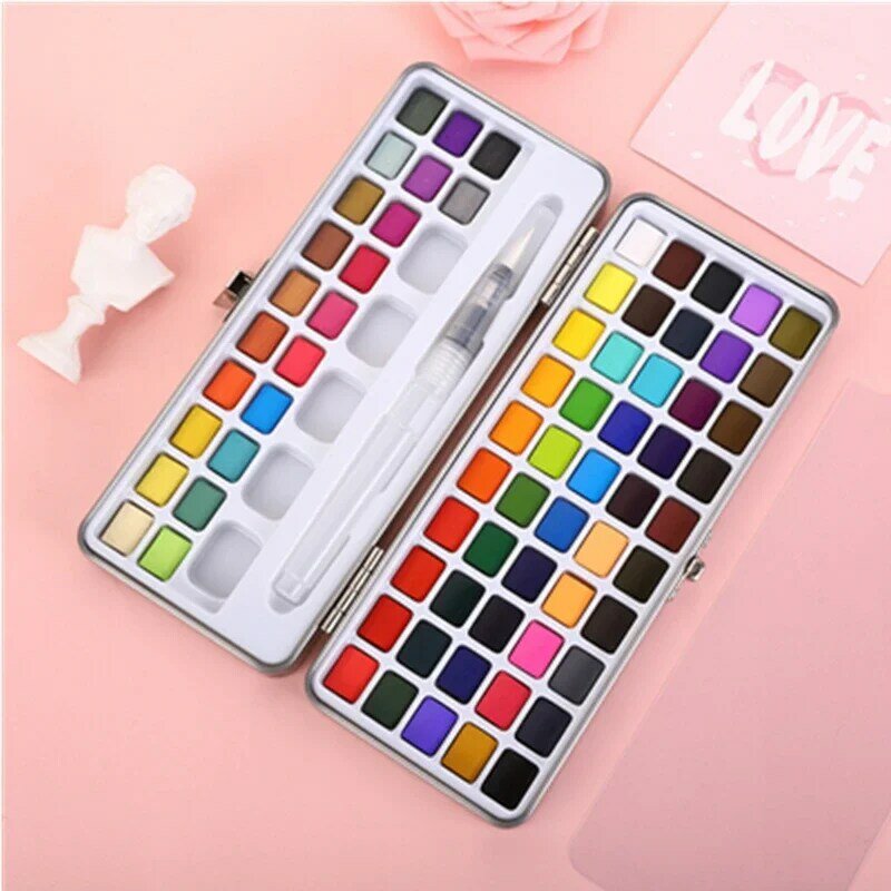 Supplies Watercolor Beginner Box Drawing Pigment Set 50/72/90/100 Metal Solid for Paint Paper