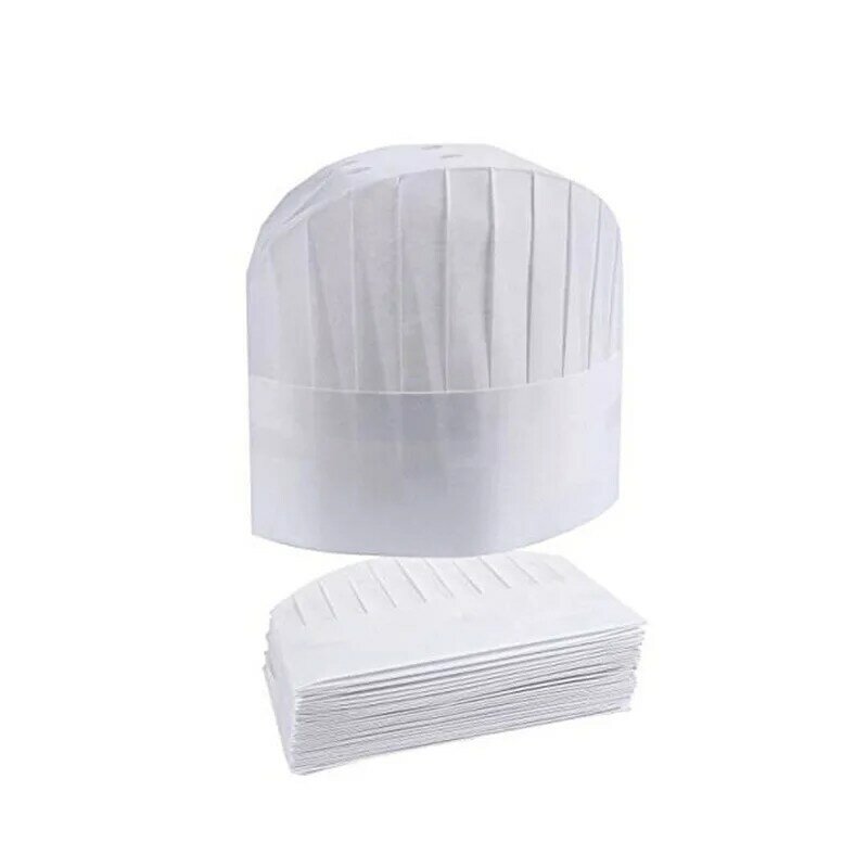 20 szt. Czapek szefa kuchni jednorazowe nietkane oddychające cateringowe kapelusze hotelowe czapki kucharskie kuchenne dla kobiet