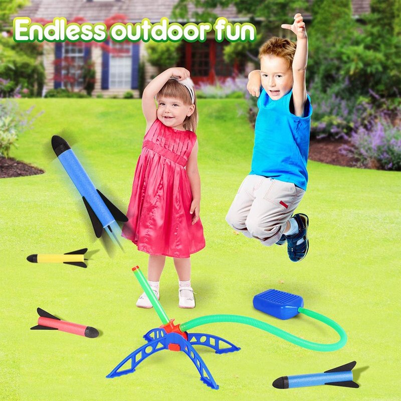 Kinder Luft stampfen Rakete Fuß pumpe Launcher Spielzeug Sportspiel Sprung stampfen im Freien Kinderspiel set Sprung Sportspiele Spielzeug für Kinder
