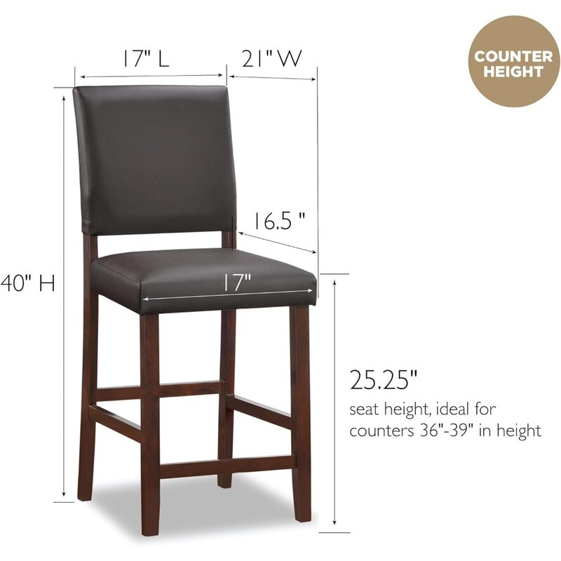 Барный стул с обивкой на спине и высотой с эбеновым оформлением, набор из 2 штук