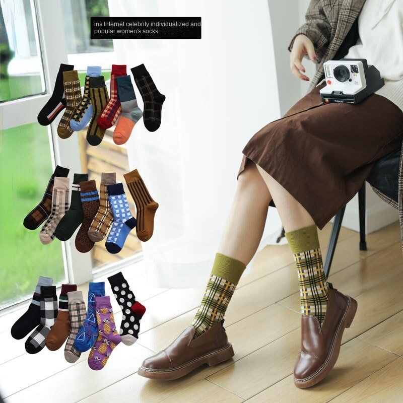 บุคลิกภาพแนวโน้มถุงเท้าญี่ปุ่นและสไตล์เกาหลีสไตล์ Retro Street ถุงเท้าคู่