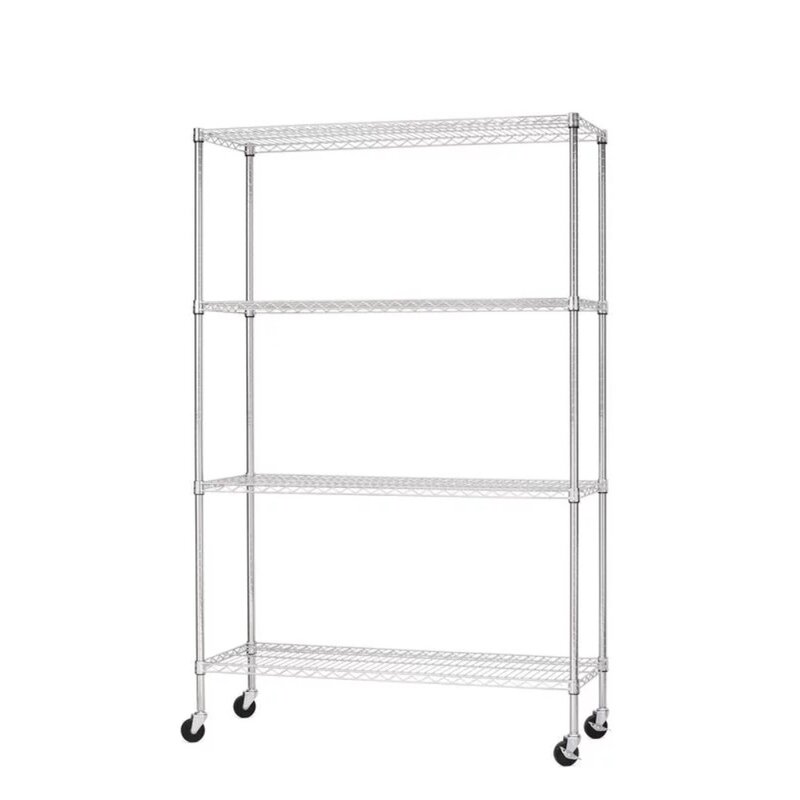 4 Tier Wire Shelf Unit Chrome Capacity 2400 lb with Levelers shelves