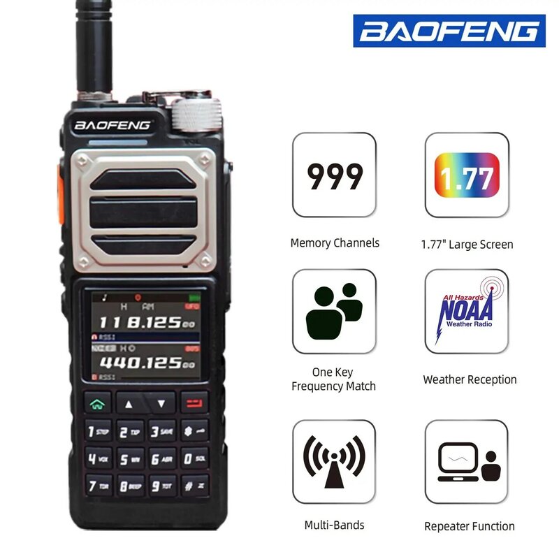 Baofeng-walkie-talkie de UV-25L, banda triple de 10 vatios, 999 canales