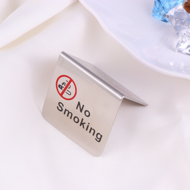 Stół zakazu palenia ze stali nierdzewnej Znak namiotu Dwustronny wolnostojący znak zakazu palenia dla hotelu biurowego (angielski/czarny okrąg)