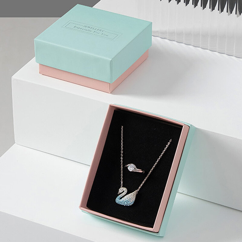Scatola di imballaggio di gioielli rosa blu orecchini ad anello caldo espositori di gioielli scatole di carta per la conservazione delle scatole regalo del braccialetto della collana del pendente