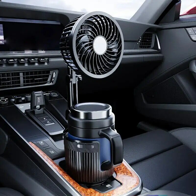 Expansor de portavasos para coche, soporte multifuncional ajustable con ventilador de refrigeración, ventilador USB automático