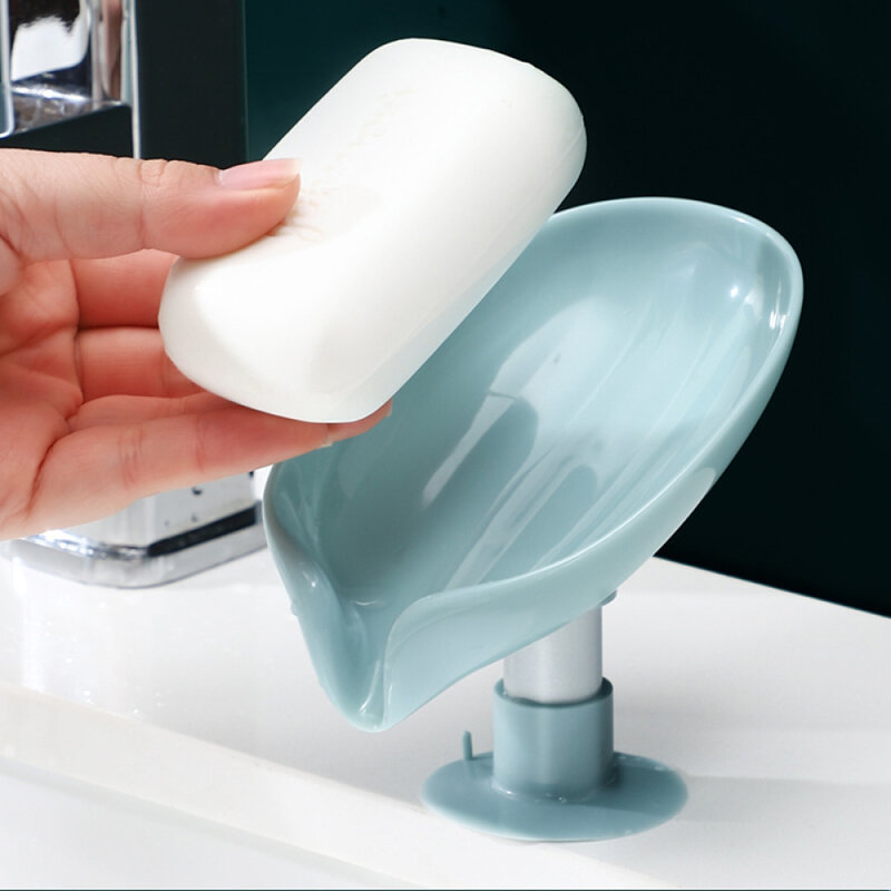 Bathroom Shower Soap Holder Leaf Shape Soap Box Drain Soap Holder Box Sponge Storage Plate Tray Bathroom Supplies Bathroom Gadge