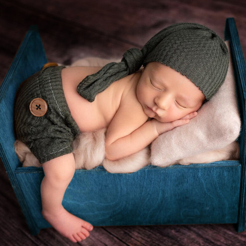 Neugeborene Fotografie Requisiten Baby Junge Mädchen Outfit Stram pler Hut Overall Säuglinge Foto Schießen Fotografie Kleidung