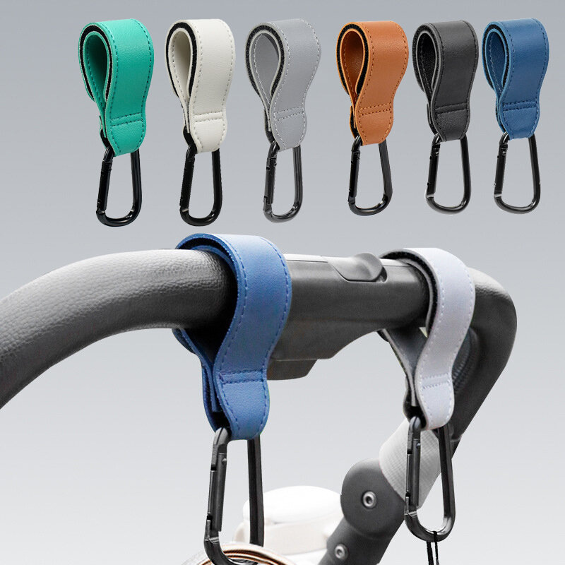 Rotatable Cart Organizer Pram Hook PU Leather Baby Bag Stroller Hook Pram Rotate 360 Degree Stroller Accessories