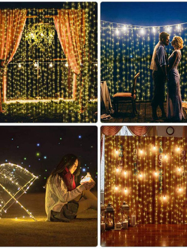 LED String Lights Curtain Light, Fairy Lights, Jardim, guirlanda, decoração do casamento, presente de Natal, novo, 2023