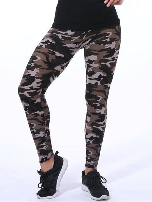 YSDNCHI Camouflage Womens for Leggins Graffiti Style Slim Stretch pantaloni Leggings verde militare Deportes Pants K085