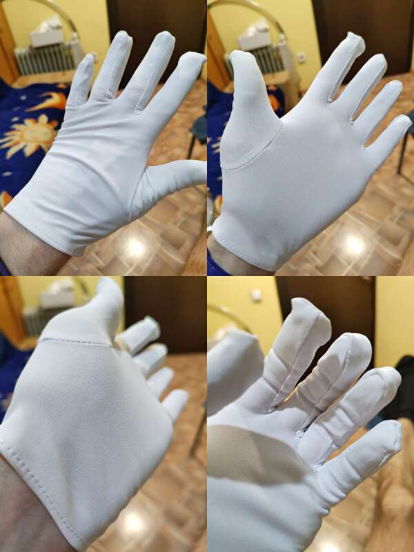 Mężczyźni kobiety etykieta z pełnym palcem białe bawełniane rękawiczki kelnerzy/kierowcy/biżuteria/pracownicy rękawice pochłaniające pot