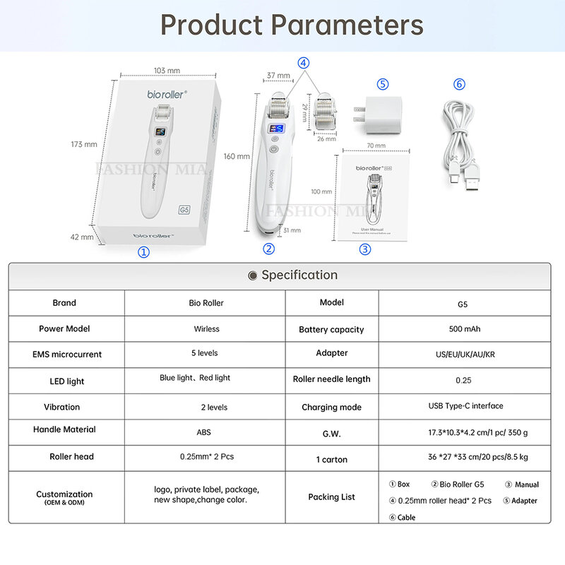 Alat Penggetar Arus Mikro G5 Rol Bio Jarum Mikro Elektrik Gulungan Derma Titanium EMS Nirkabel untuk Perawatan Kulit Wajah Rambut