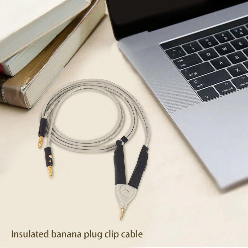 1 pair insulated banana plug clips cable Low Resistance LCR Clip Probe Leads Test Meter Terminal Kelvin New