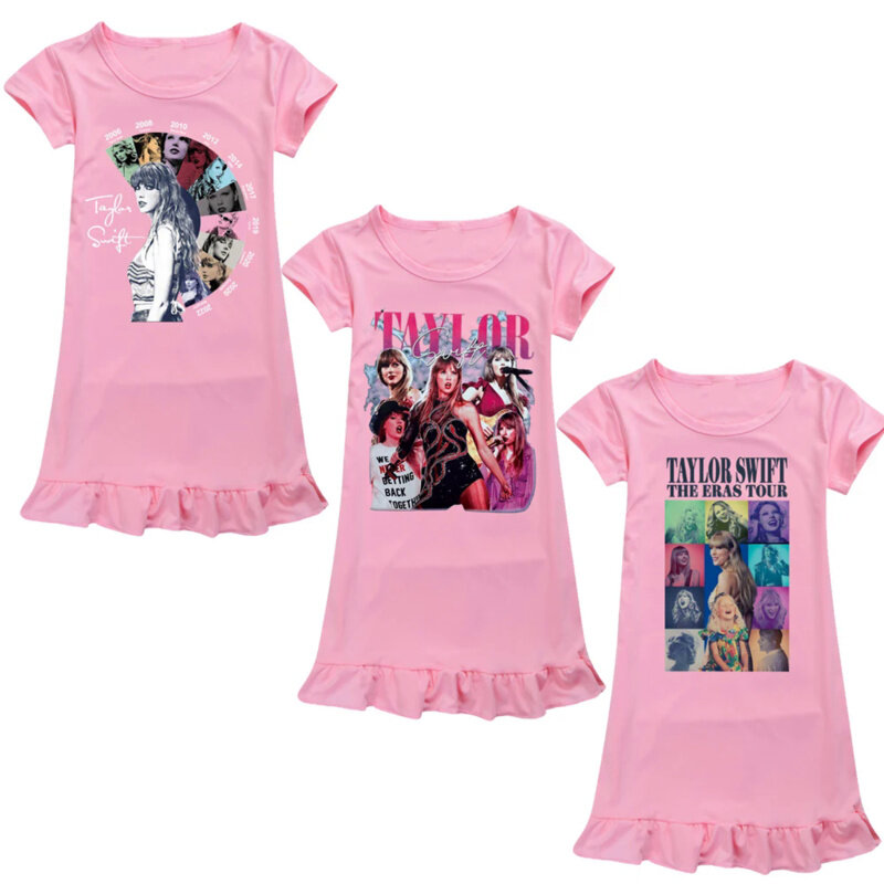 New T-taylor S-swift camicia da notte Teen Girl pigiama abiti bambini Cartoon camicia da notte estiva vestiti per la casa bambini Sleepwear Gecelik