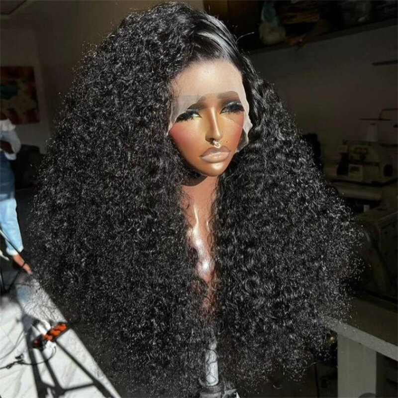 26 inch 180 Density Soft Glueless Kinky Curly Long Deep Lace Front Wigs For Balck Women Babyhair PrePlucked Daily Wear