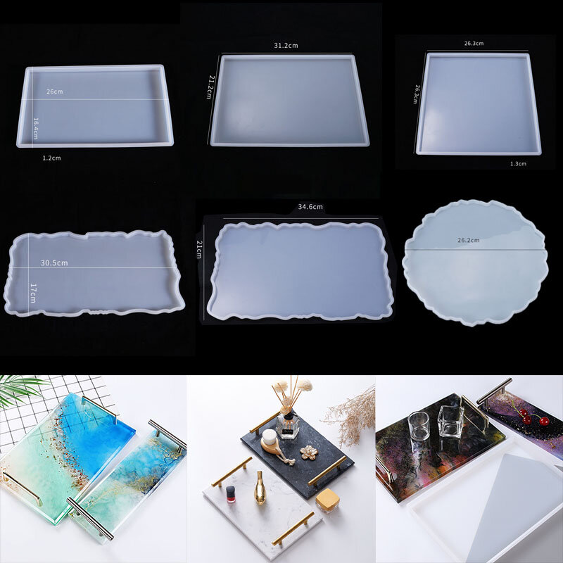 Tray Silicone Mold DIY Resin Mold Crystal Epoxy Silicone Mold Fruit Disc Tea Plate Tabletop Coaster Making Molds Tool