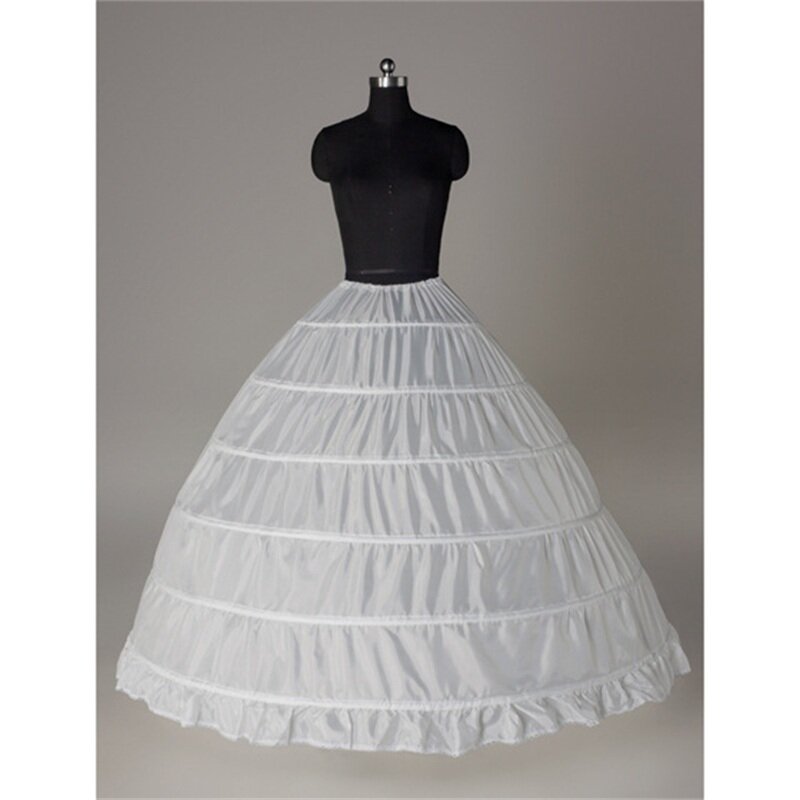 Bridal-女性用の白いアンダースカート,6層の女性用衣服,スチールリング,リボン付き