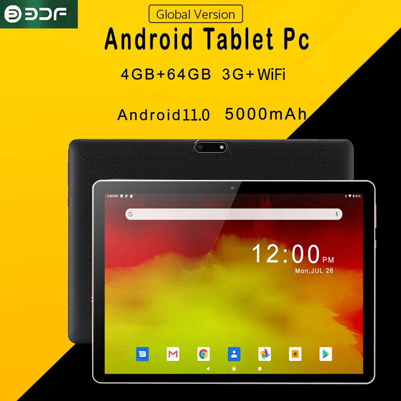 10.1 inci 2024 baru Tablet Android 11, 4G + 64GB Global Tablette 3G panggilan telepon kartu SIM ganda atau WIFI Google Play Tablet untuk Laptop
