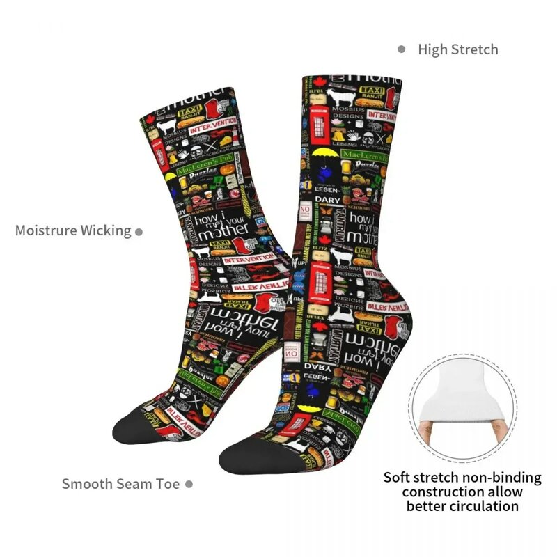 Коллаж «Как я встретил вашу маму», постер, иконографические носки-инфографические чулки, всесезонные длинные носки унисекс, подарок на день рождения