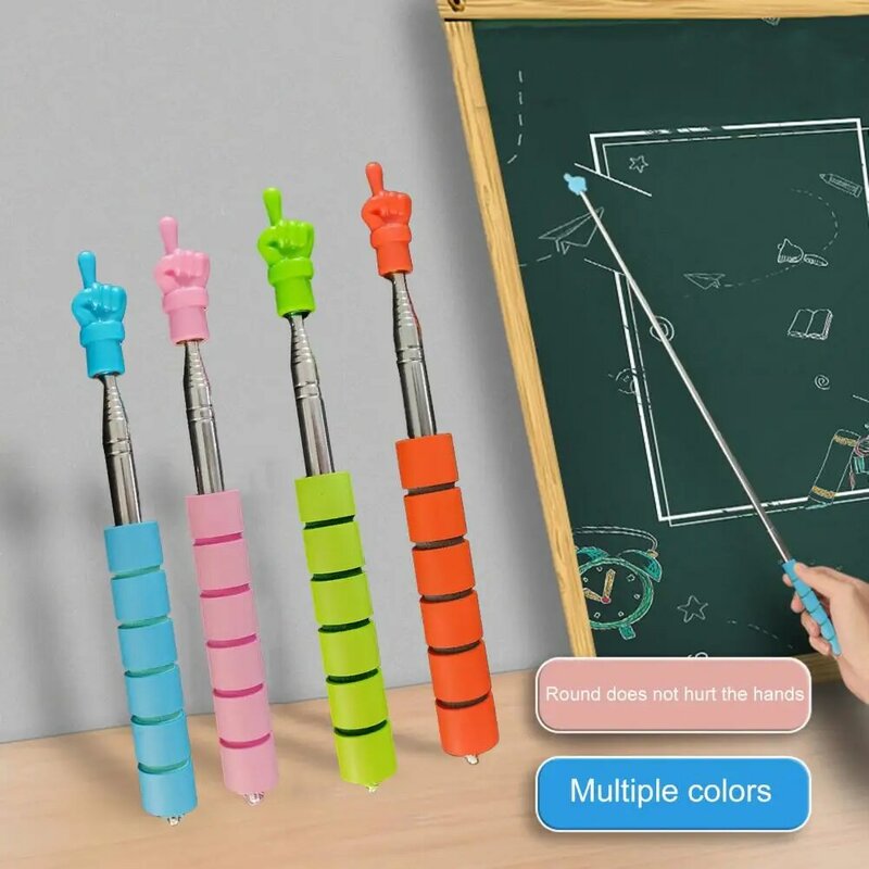 Plástico dedo leitura ponteiro vara, telescópico, aço inoxidável, ideal para sala de aula professores