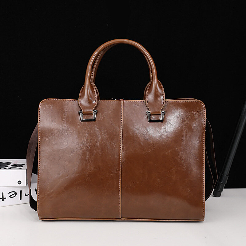 New Men's Handbag Horizontal Korean Version Men's Bag Single Shoulder Crossbody Business Computer Briefcase Retro Trendy Bag