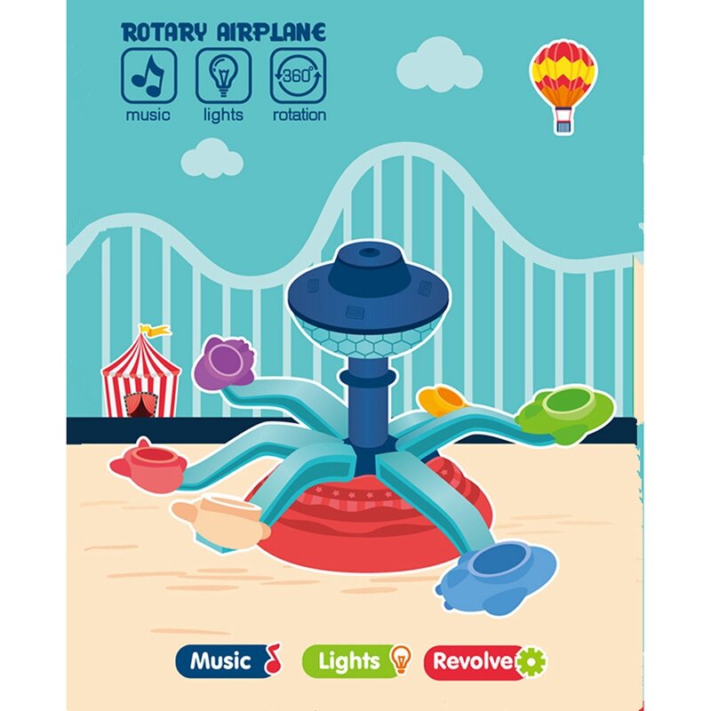 Mainan pesawat listrik lampu berputar dan tempat bermain musik, bianglala Taman Teman anak Perempuan tokoh kota untuk hadiah anak-anak
