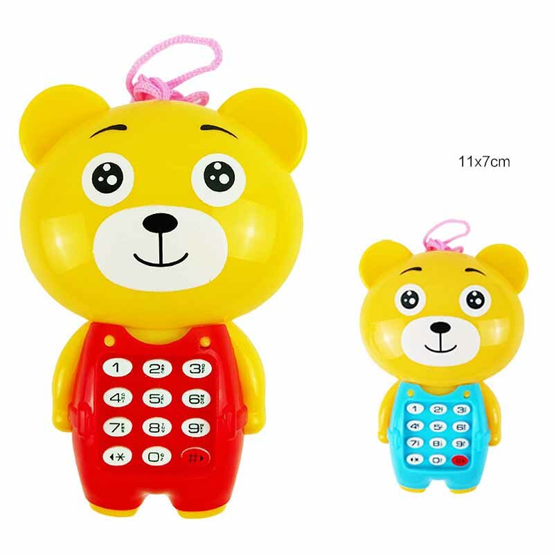 Bonito tigre urso animal brinquedos de telefone celular com música leve, simulação telefone, quebra-cabeça do bebê, máquina de educação precoce para crianças
