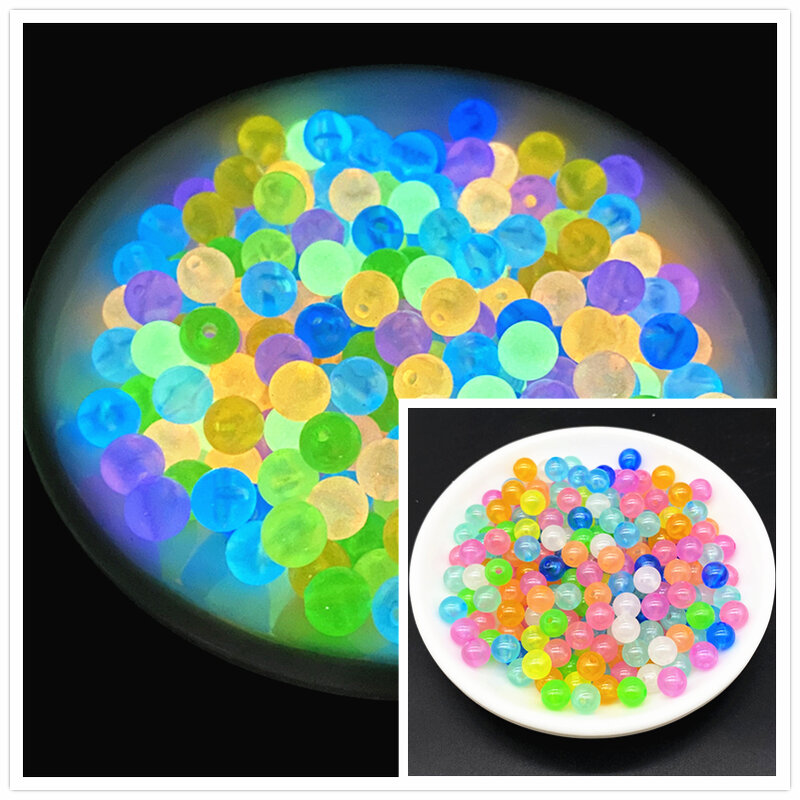 6/8/10mm Luminous Acrylic Round Beads Glow In The Dark Fishing Loose Spacer Beads for Jewellery Marking DIY Necklace Bracelet